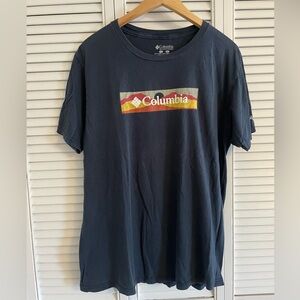 TWO Men’s T-Shirts: Columbia & Sky Manufacturing blue, soft. Size large